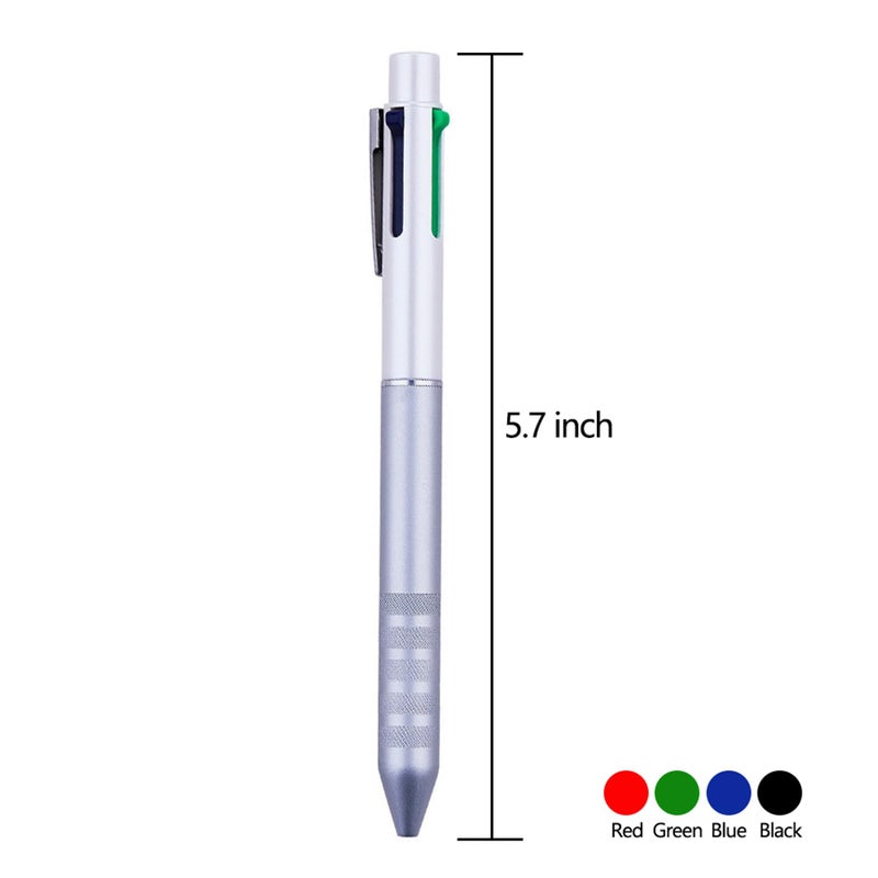 DUNBONG Multi Color Pen white 4 In 1 Multi function Pen with Black, Blue, Red, Green, Metal Gel Ballpoint Pen, 1-Count (White) - Image 4